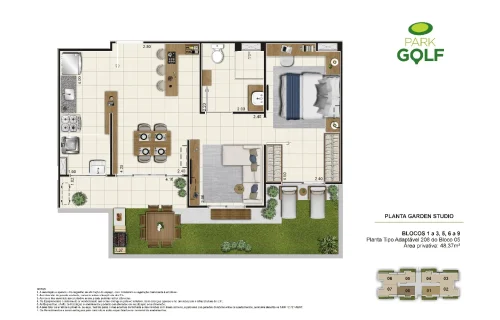 Planta-Studio-Park-Golf-Riva-Direcional